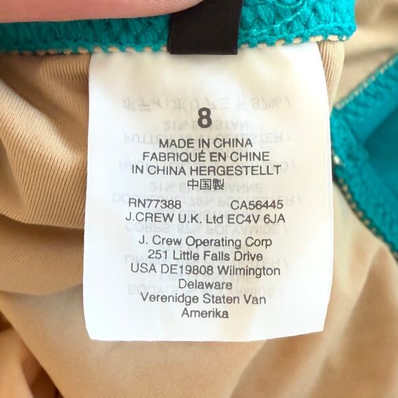 J. Crew Ruched V Neck One Piece Swimsuit In Teal Blue Green Size 8 Long Torso - Picture 9 of 10